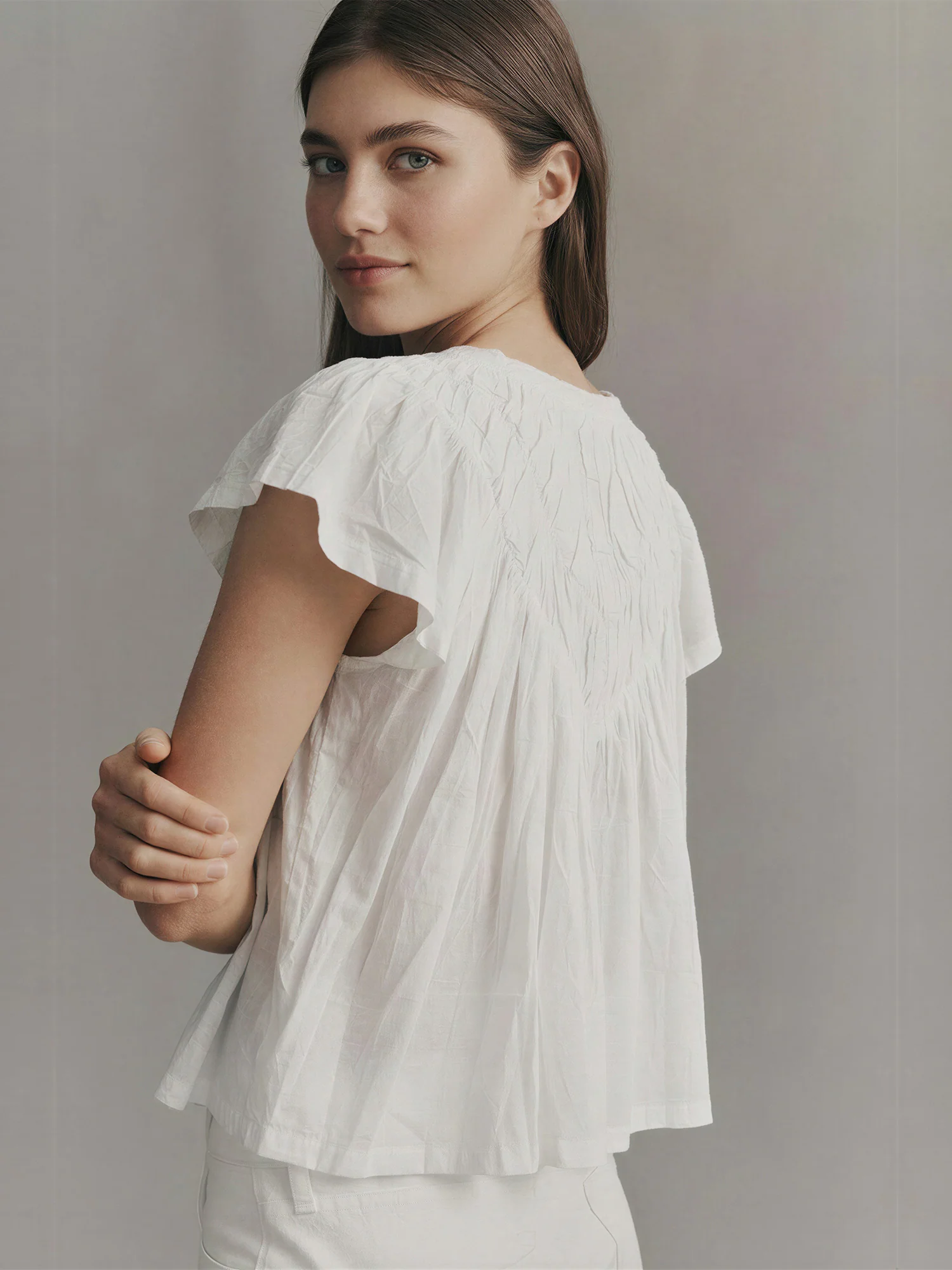 Wren Embroidered Flutter Sleeve Blouse - Image 4