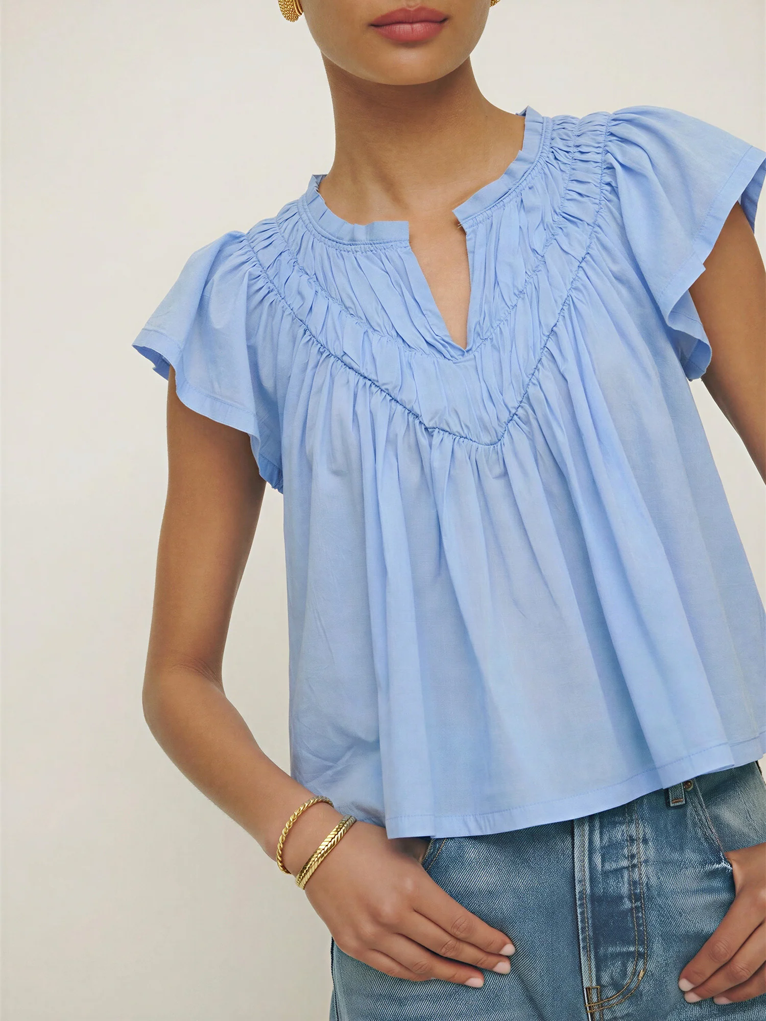 Wren Embroidered Flutter Sleeve Blouse - Image 8