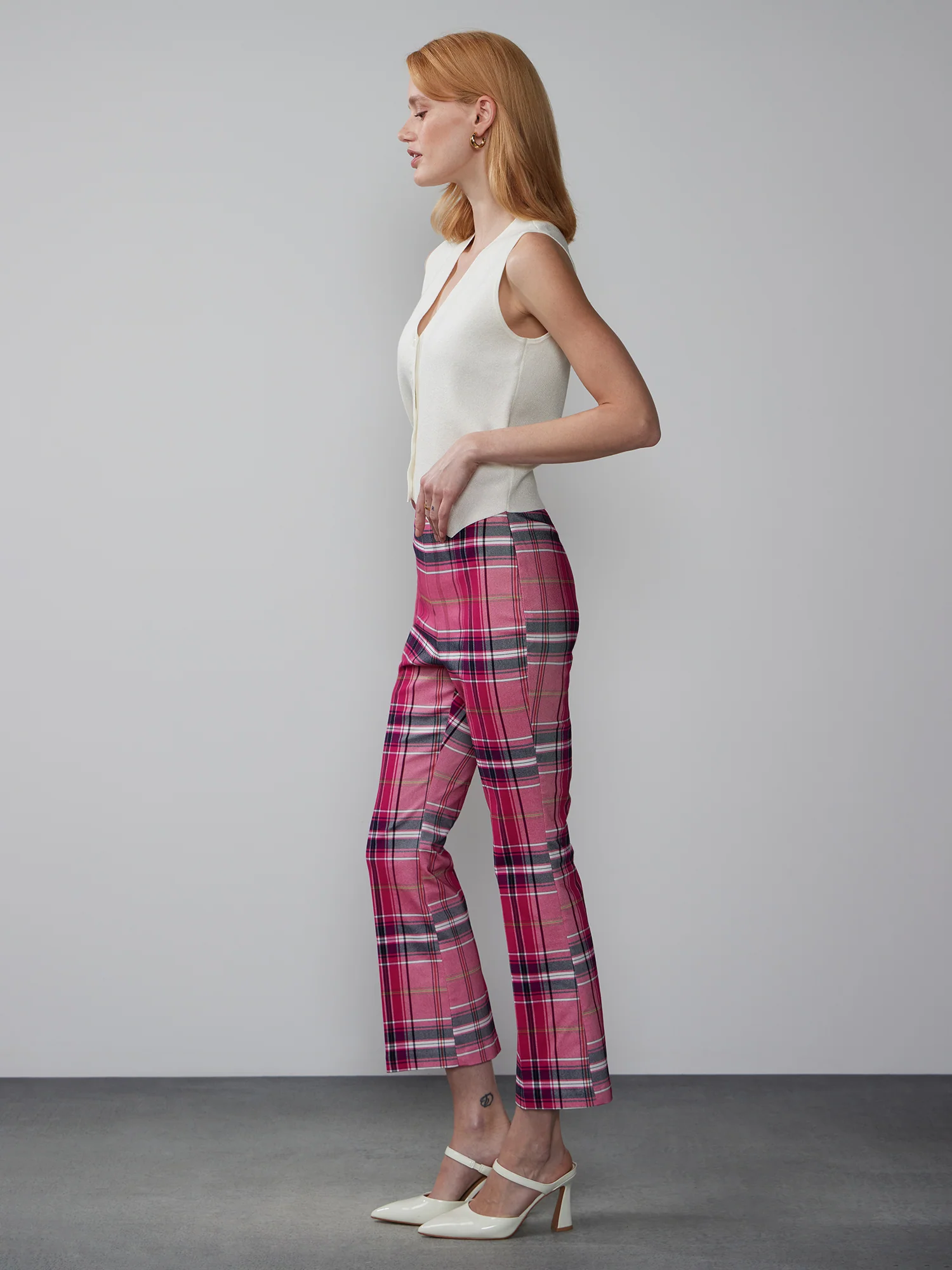 Plaid Flared Ankle Pant - Image 2