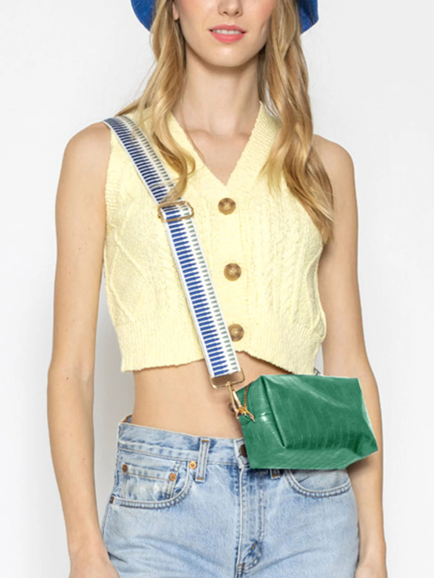 Yellow Croc-Embossed Crossbody Bag