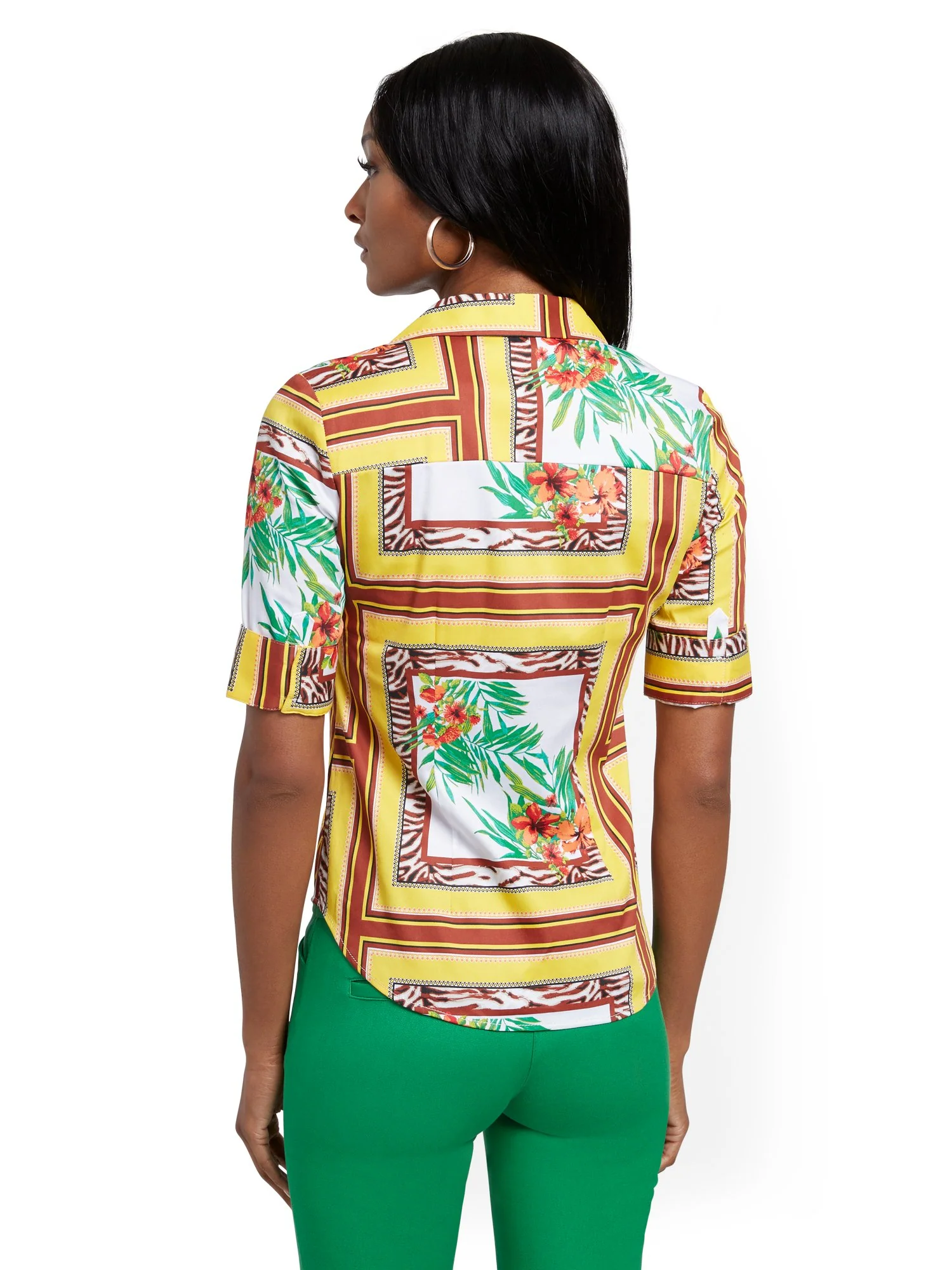 Yellow Madison Stretch Shirt - Secret Snap - 7th Avenue - Image 3