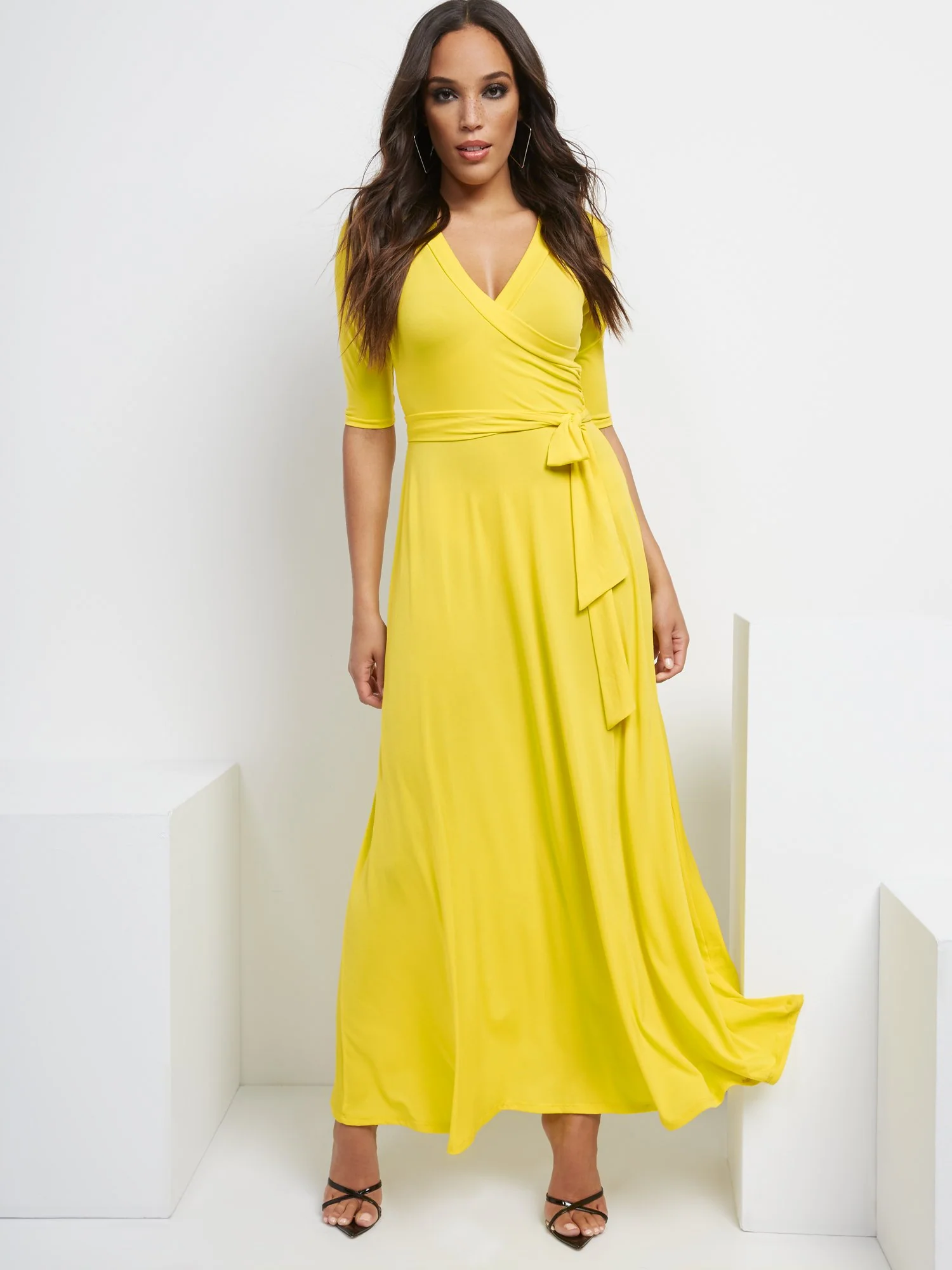 Yellow Wrap Maxi Dress - Image 2