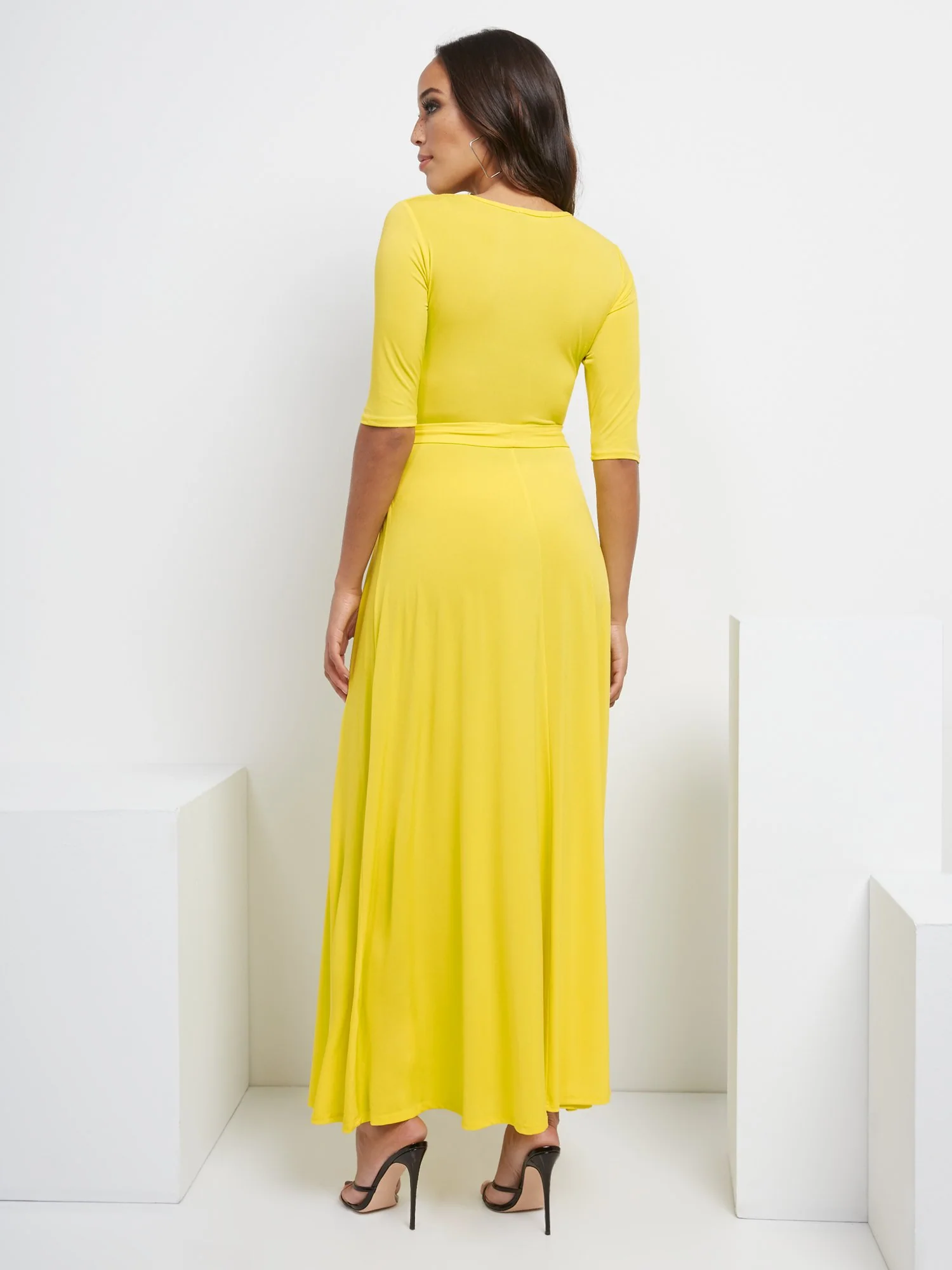 Yellow Wrap Maxi Dress - Image 3
