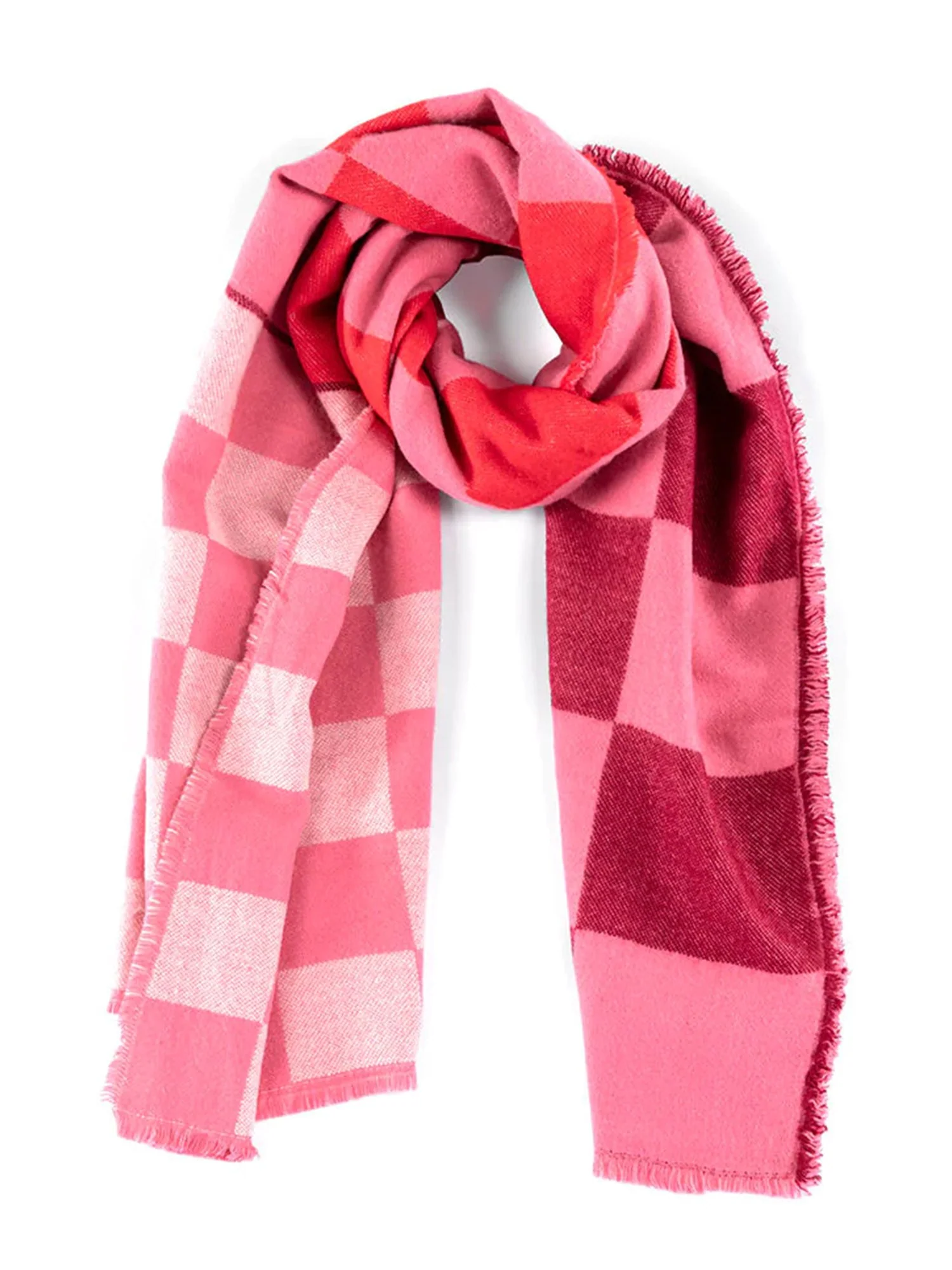 Shiraleah Yule Check Winter Scarf, Pink and Red - Brands We Love - Image 2