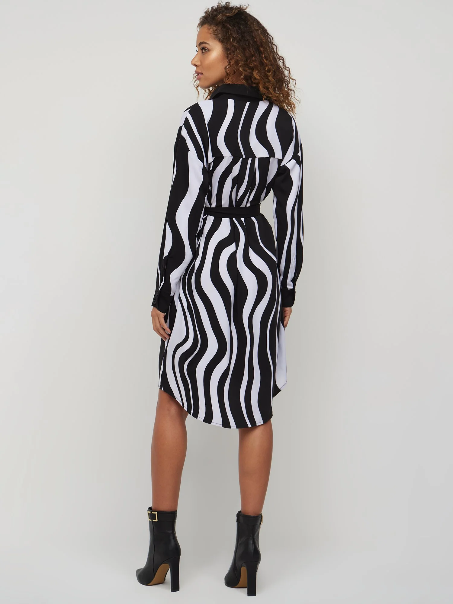 Zebra-Print Waist-Tie Shirt Dress - Image 2