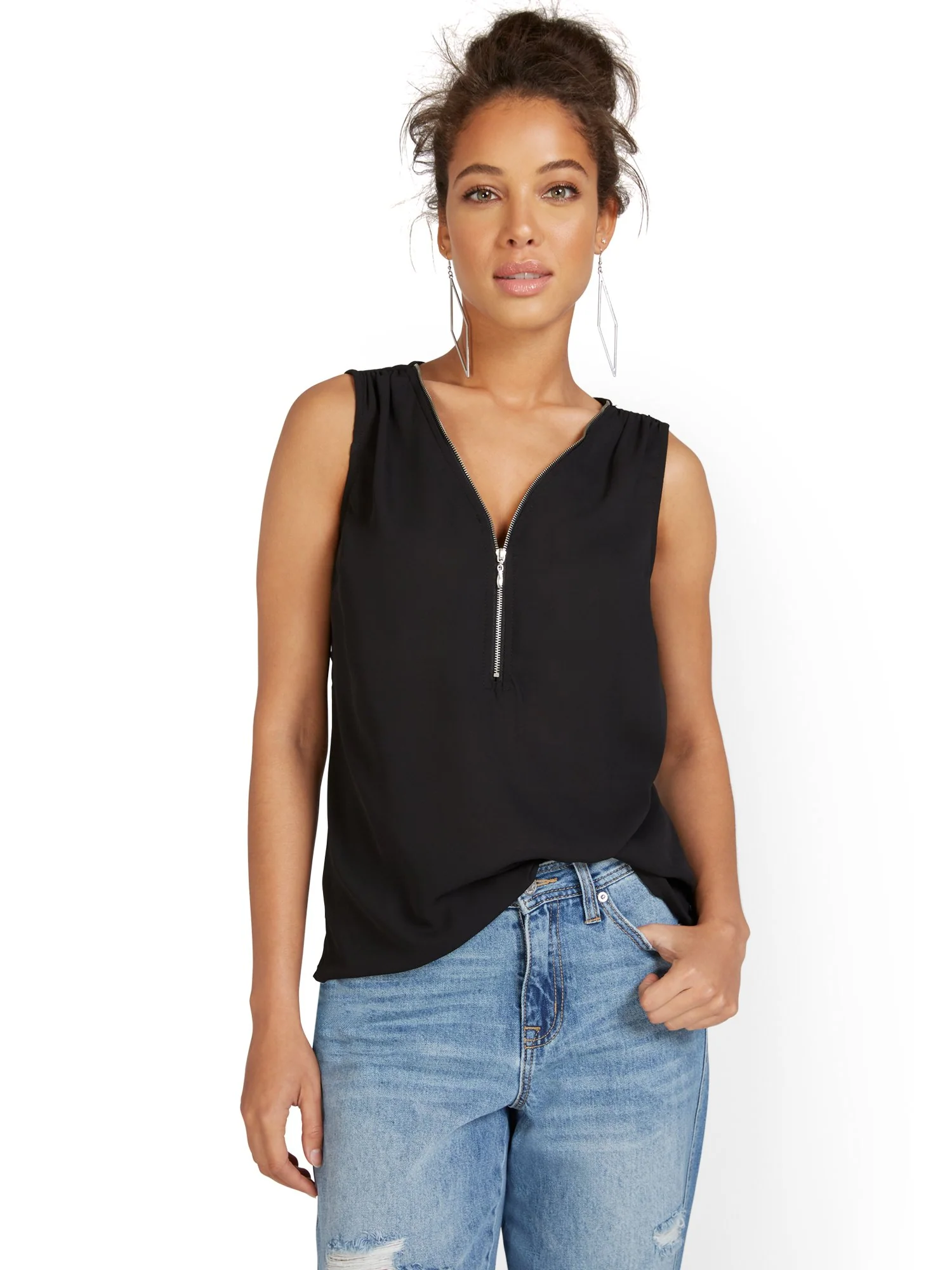 Zip-Front Blouse