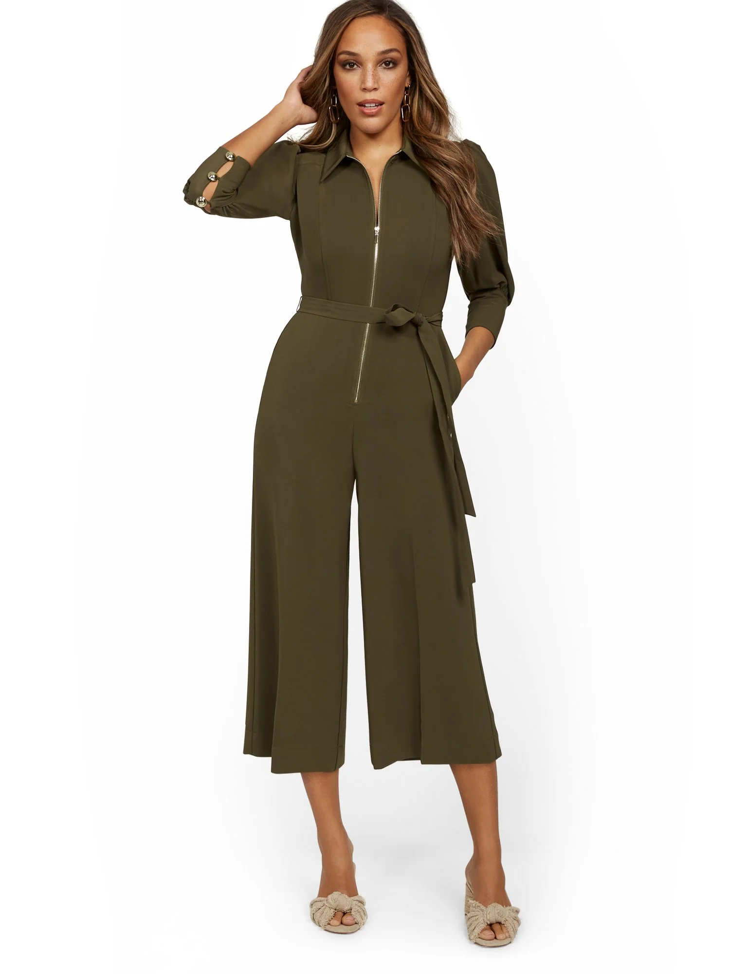 Zip-Front Wide-Leg Jumpsuit - Image 2